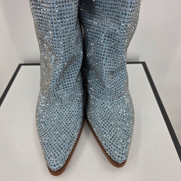 AZALEA WANG Banian Knee High Rhinestone Denim Western Boot 8.5 NWT - Picture 8 of 10